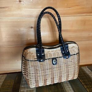 Woven Tan and Black Handbag